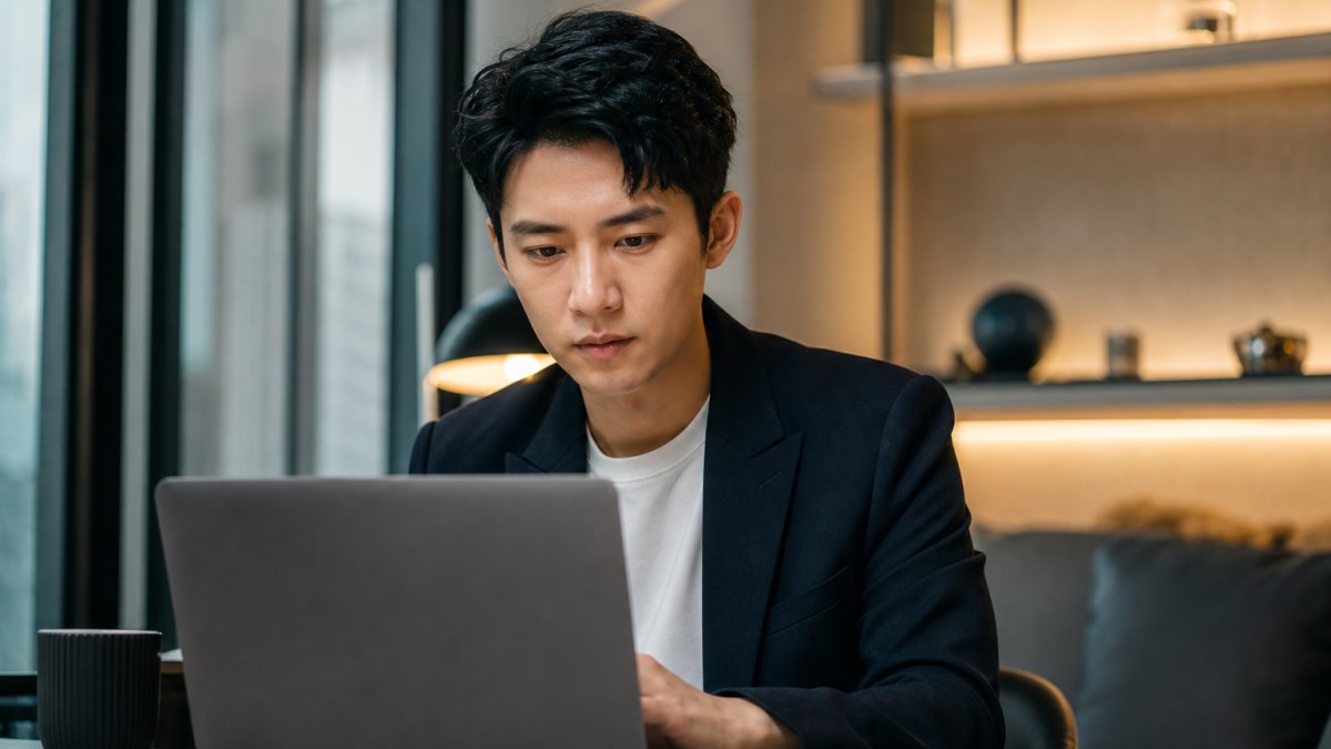 man using cryptocurrency on laptop