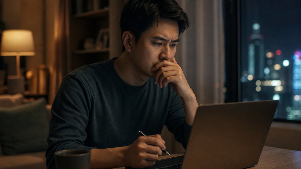 Young man using laptop gaming